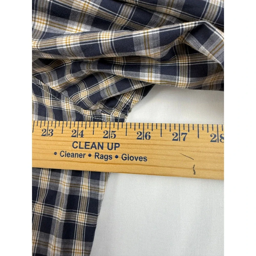 Banana Republic Classic Fit Plaid Button Down Shirt Men's‎ Size L Navy Tan